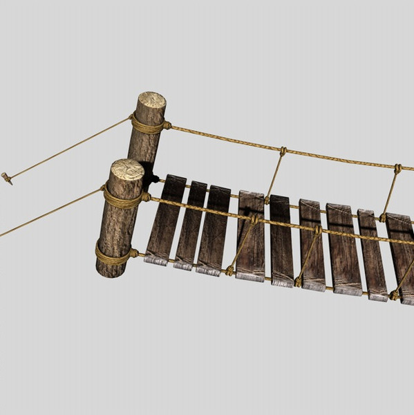 3d model rope bridge - Rope & Wood Plank Suspension Bridge... by Bondiana